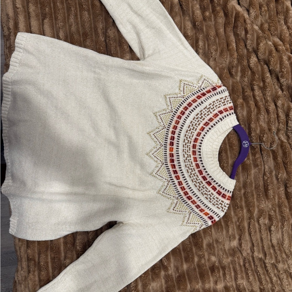 LOFT Cream and Rust Knit Sweater